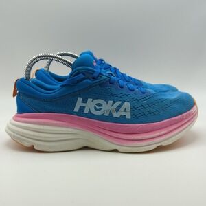 Hoka One One Bondi 8 Shoes‎ Womens Size 7.5 Blue Pink 1127952 CSAA Coastal Sky